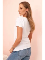 Dámská bavlněná blůza s volánkem a srdcem z kamínků bílá Dámská bavlněná blůza s volánkem a srdcem z kamínků bílá