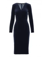 M889 Sametové šaty na tělo - tmavě modré