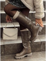 Dámské dlouhé hnědé boty KICKBOOT FashionStreet ZY0500 Dámské dlouhé hnědé boty KICKBOOT FashionStreet ZY0500
