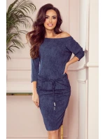 Dámské sportovní šaty v tmavě modré džínové barvě s kapsičkami 13-77 Dámské sportovní šaty v tmavě modré džínové barvě s kapsičkami 13-77