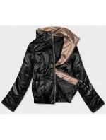 Černá krátká dámská bunda se stojáčkem (B8122-1)