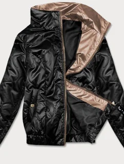 Černá krátká dámská bunda se stojáčkem (B8122-1)