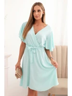 Šaty s překládaným výstřihem mátová