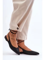 Ženy Tkanicí Baleríny Ozdobené Pytlíky Černé Jange Ženy Tkanicí Baleríny Ozdobené Pytlíky Černé Jange