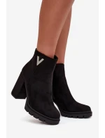 Dámské zimní boty na podpatku s ozdobným detailem černé Briella