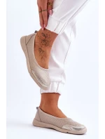 Kožené dámské prolamované baleríny Béžová Lucy