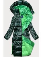 Zelená dlouhá dámská zimní bunda s kontrastní podšívkou (j9-063) Zelená dlouhá dámská zimní bunda s kontrastní podšívkou (j9-063)