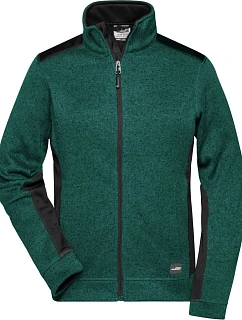 Daiber JN 861 Dámská pracovní pletená fleece bunda - Strong 02.0861 dark green melange/black