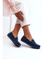 Dámské modré semišové mokasíny S.Barski LR755