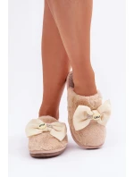 Dámské Pantofle S Kožešinou A Mašlí Béžové Olfedi