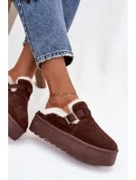 Ženské Sněhule S Kožešinou A Přezkou Na Platformě Čokoládové Jessina