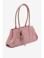 Eko semišová kabelka s přívěskem Růžová Nelina