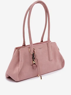 Eko semišová kabelka s přívěskem Růžová Nelina
