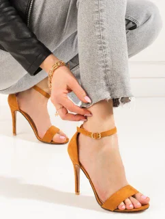 Módní dámské Brązowy  sandály na jehlovém podpatku