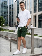 Pánské teplákové kraťasy se šňůrkou, zelené, FashionStreet SX2629 Pánské teplákové kraťasy se šňůrkou, zelené, FashionStreet SX2629