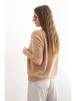 Dámský svetr z viskózy s krátkým rukávem camelový