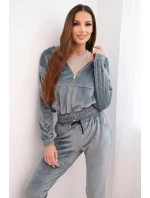 Dámská bavlněná 3-dílná souprava s mikinou, topem a tepláky růžový neon