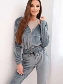 Dámská bavlněná 3-dílná souprava s mikinou, topem a tepláky růžový neon