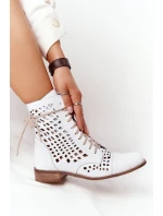 Prolamované Kožené Boty Nicole 2627 Bílé