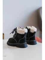 Dětské Trapery Botky Na Zip s Kožušinou Černé Marialee