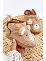 Dětské vyšívané pantofle s medvídkem hnědé Eberra Dětské vyšívané pantofle s medvídkem hnědé Eberra