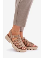 Kožené dámské sandály Zazoo 3695 béžové