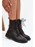 Kožené Zateplené Dámské Kotníkové Workery Big Star SS274480 Černé Kožené Zateplené Dámské Kotníkové Workery Big Star SS274480 Černé