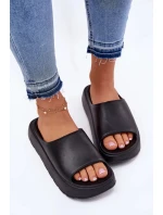 Dámské pěnové pantofle na platformě – černé