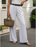 Dámské kalhoty z lyocellu se širokými nohavicemi, bílé, FashionStreet UY3067