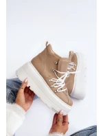 Zazoo 3416 Kožené Dámské Sportovní Boty Beige