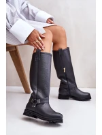 Kožené dámské holínky nad kolena černé Lewski 3615