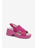 Kožené dámské sandály na platformě S.Barski LR61-7005 Fuchsiová