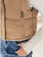 Dámská prošívaná tmavě béžová vesta FashionStreet TY5196