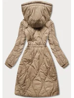 Béžová dámská zimní bunda v délce ke kolenům (m-21601) Béžová dámská zimní bunda v délce ke kolenům (m-21601)