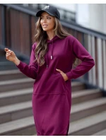 Dámské casual šaty ve vínové bordó barvě s kapucí (523) Dámské casual šaty ve vínové bordó barvě s kapucí (523)