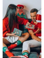 Unisex vánoční ponožky v krabičce – sada 2 párů se Santou a pruhy