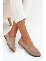 Dámské mokasíny z eko semiše ploché béžové Miryelle