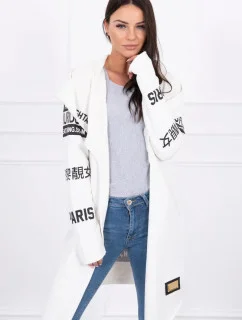 Volný svetr s nápisy 033 krémový - Kesi