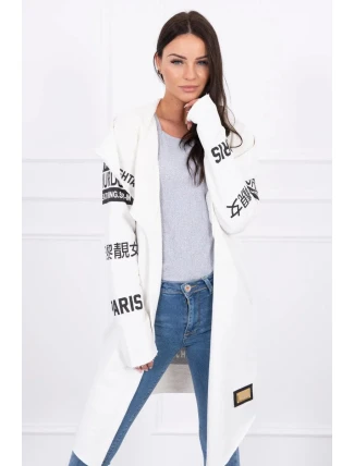 Volný svetr s nápisy 033 krémový - Kesi Volný svetr s nápisy 033 krémový - Kesi