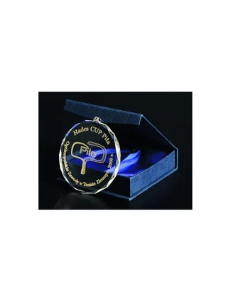 Skleněná rytá medaile s pouzdrem + inkoustová náplň