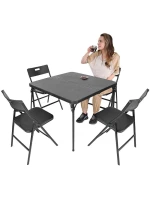 STOLEK PRO CATERING KOMPAKTNÍ STOLEK 86,5x86,5x71 cm a 4 SEDÁTKA ČERNÝ