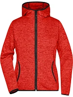Daiber JN 588 Dámská pletená fleecová bunda s kapucí 02.0588 red melange/black Daiber JN 588 Dámská pletená fleecová bunda s kapucí 02.0588 red melange/black