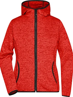 Daiber JN 588 Dámská pletená fleecová bunda s kapucí 02.0588 red melange/black