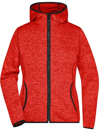 Daiber JN 588 Dámská pletená fleecová bunda s kapucí 02.0588 red melange/black Daiber JN 588 Dámská pletená fleecová bunda s kapucí 02.0588 red melange/black