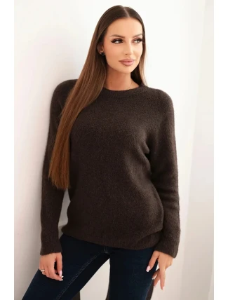 Svetr dámský z baby alpak s dlouhým rukávem hnědý Svetr dámský z baby alpak s dlouhým rukávem hnědý