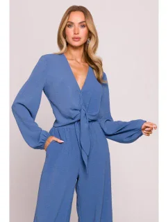 M861 Crop top s vázáním vpředu - džíny