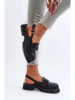 Dámské sandály na plochém podpatku s ozdobou Černá D&A Dámské sandály na plochém podpatku s ozdobou Černá D&A