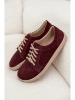 Semišové trampky typu barefoot z přírodního semiše Zazoo – bordó