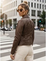 Dámská hnědá koženková bunda TY5541 - FashionStreet