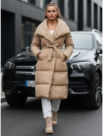 Dámský prošívaný kabát FAVI camel FashionStreet TY3091